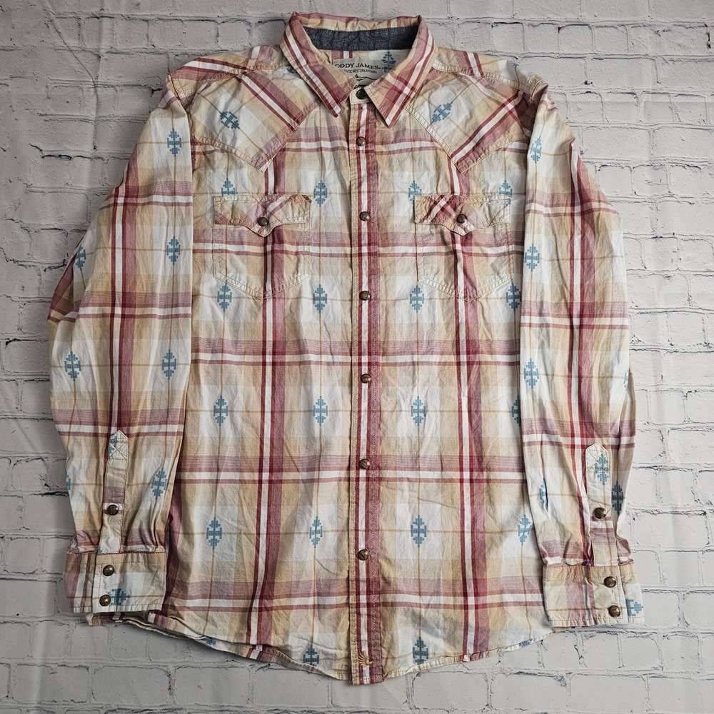 Cody James Authentic Western Apparel Print Long Sleeve Snap Button Shirt XL